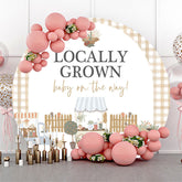 Lofaris Rural Locally Grown Plaid Round Baby Shower Backdrop